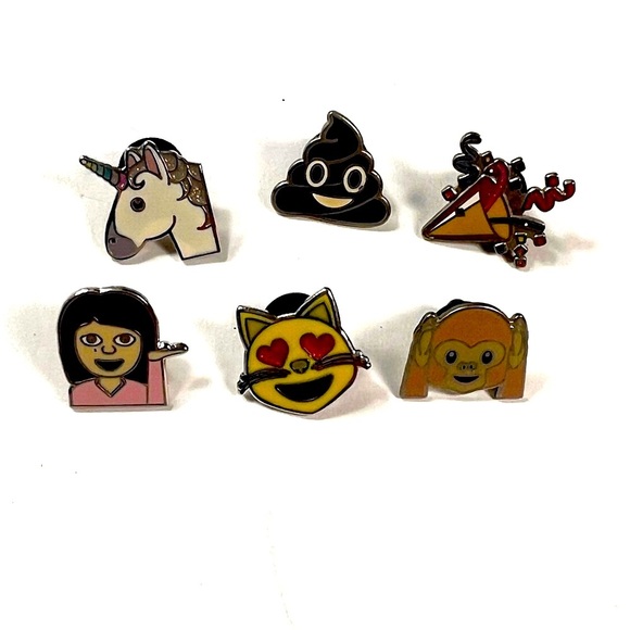 NWT Fun Enamel Pin Set with Unicorn and Emoji Designs - Picture 2 of 2